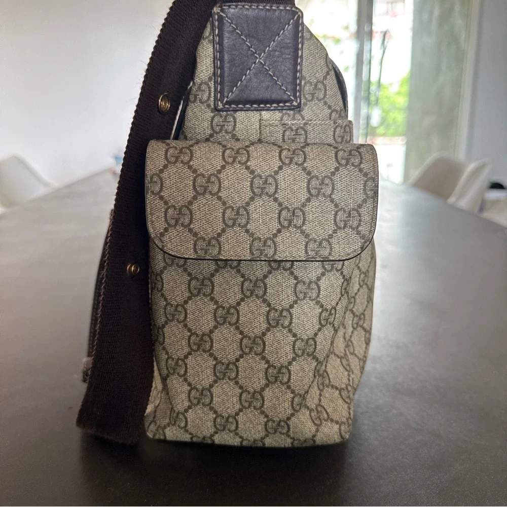 Gucci Beige Brown GG Canvas Messenger Baby Bag